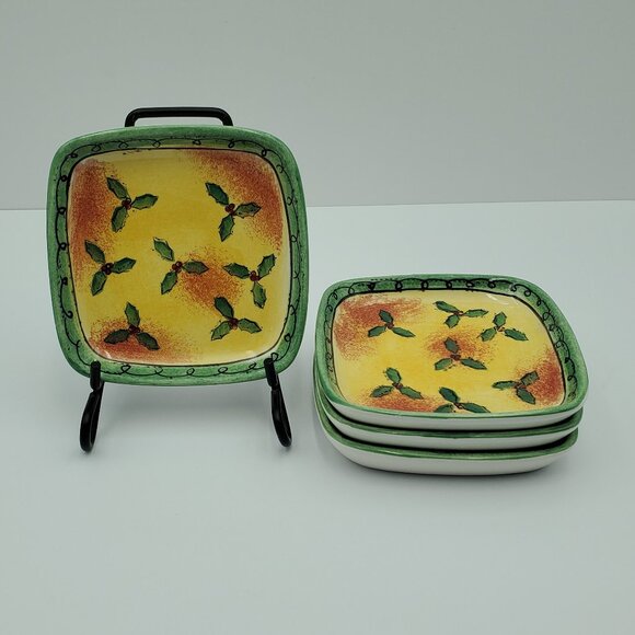 Sango The Sweet Shoppe Christmas Holly Appetizer Plates Hors d'Oeuvres Plates - Picture 1 of 6